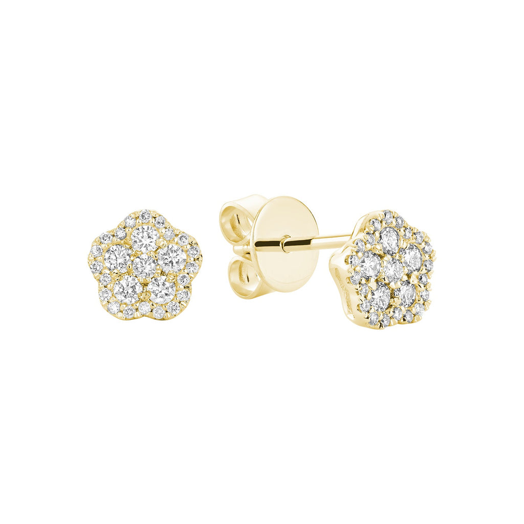 Hollow Flower Diamond Stud Earrings - RNB Jewellery