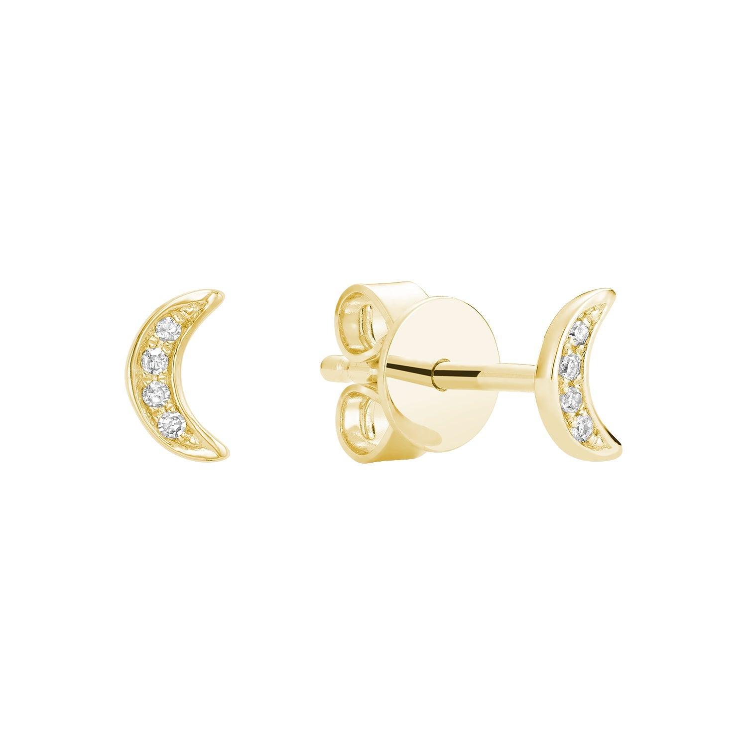 Illusion Diamond Moon Stud Earrings - RNB Jewellery