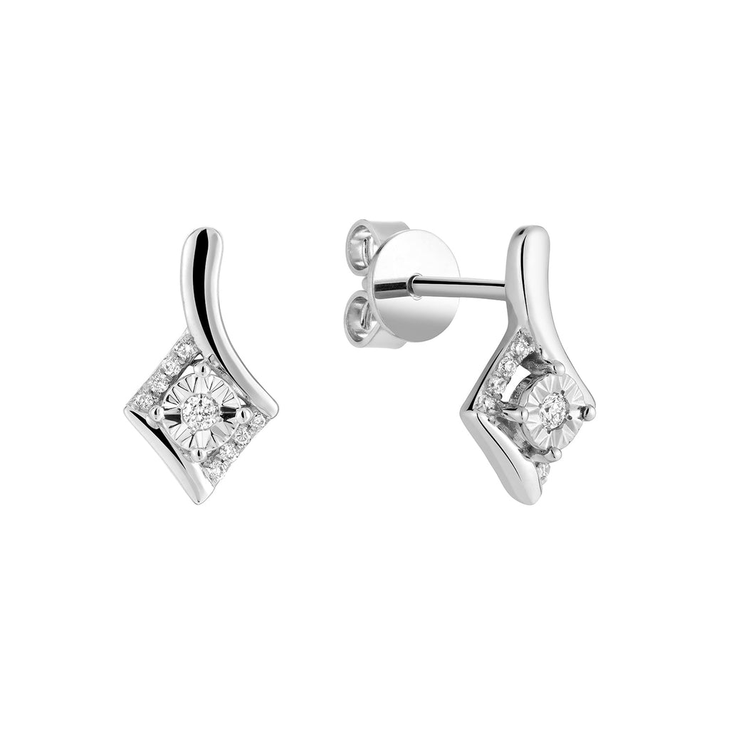 Illusion Setting Diamond Stud Earrings - RNB Jewellery