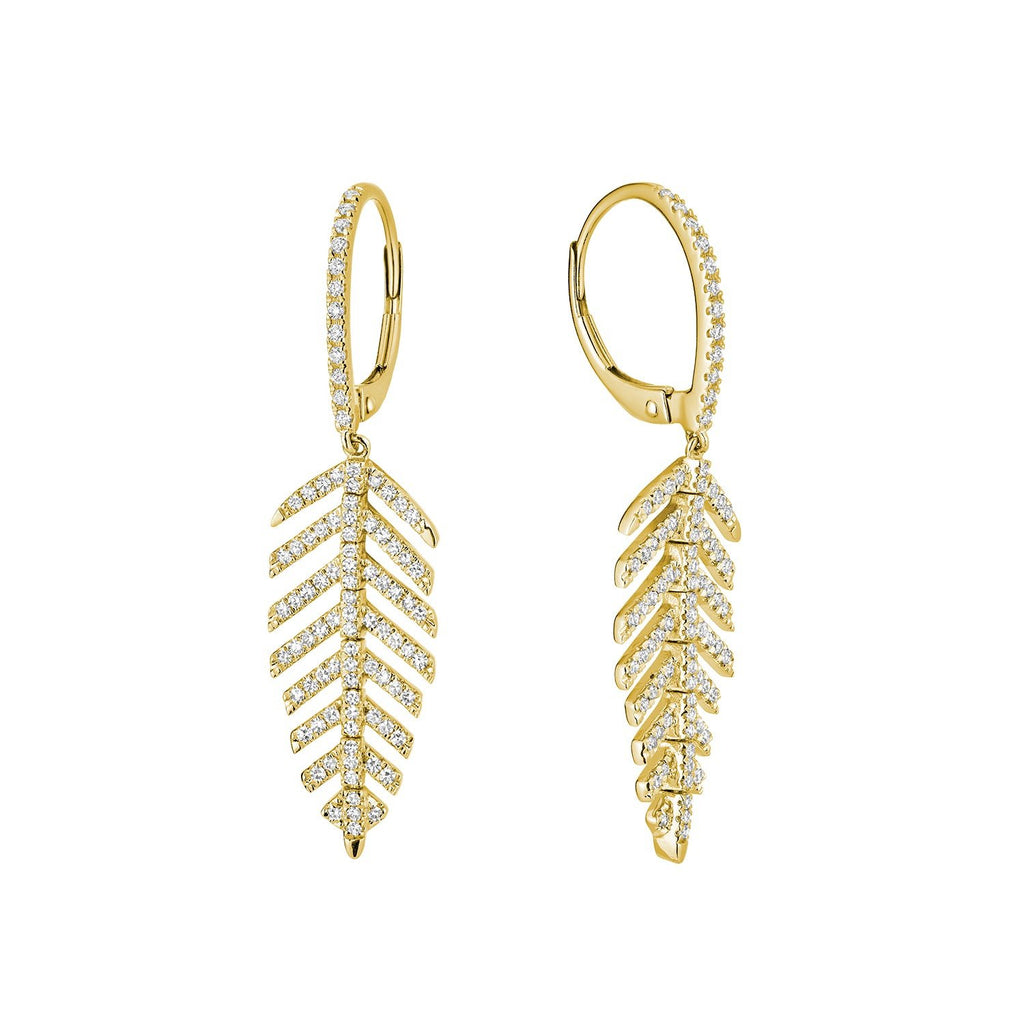 Leaf Diamond Dangle Earrings - RNB Jewellery