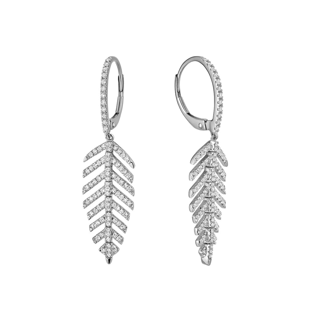 Leaf Diamond Dangle Earrings - RNB Jewellery