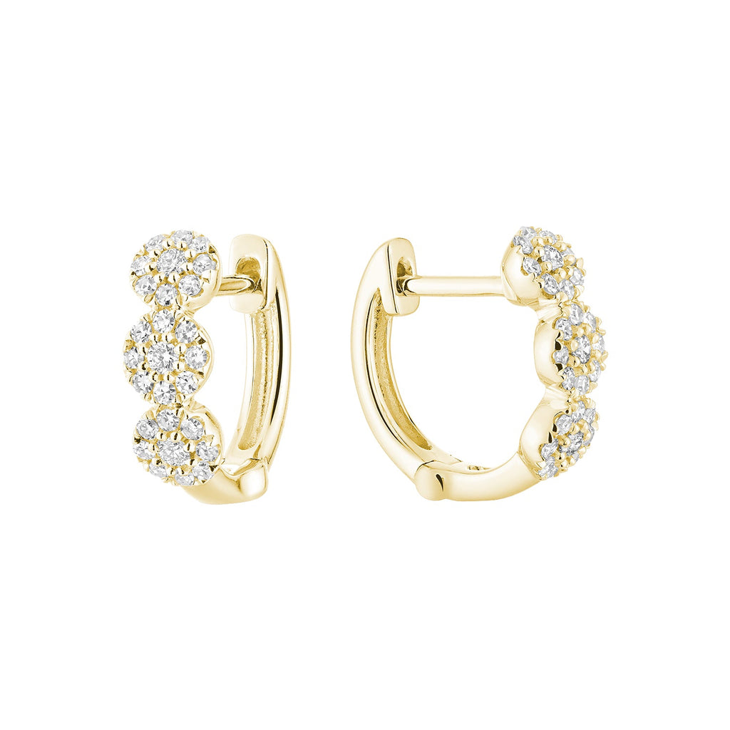 Martini Cup Diamond Halo Huggie Earrings - RNB Jewellery