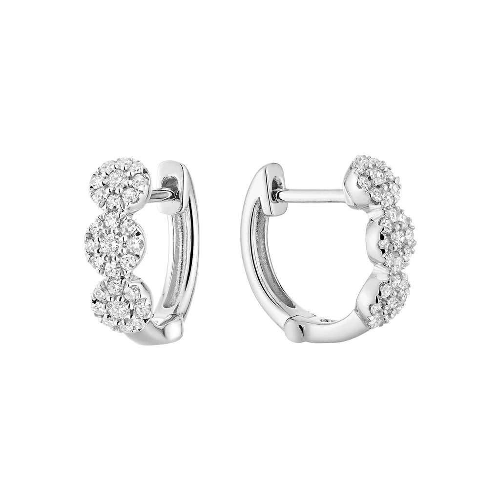 Martini Cup Diamond Halo Huggie Earrings - RNB Jewellery