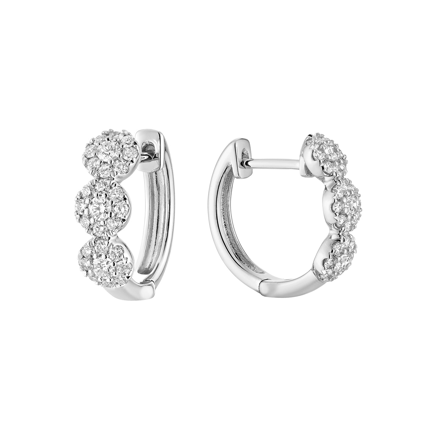 Martini Cup Diamond Halo Huggie Earrings - RNB Jewellery