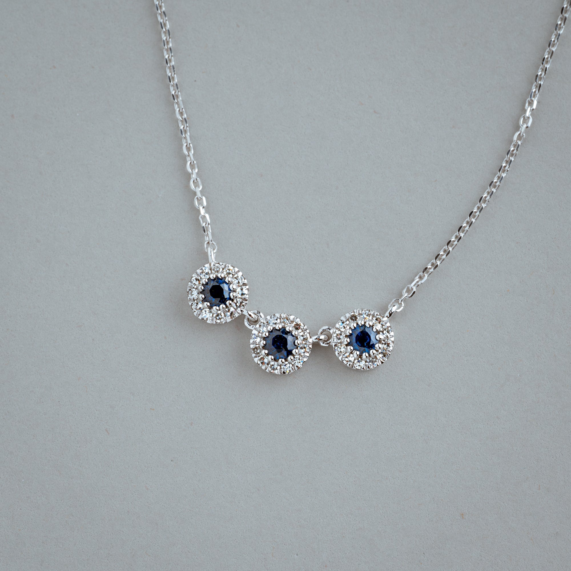 Martini Cup Halo Diamond & Precious Stone Necklace - RNB Jewellery