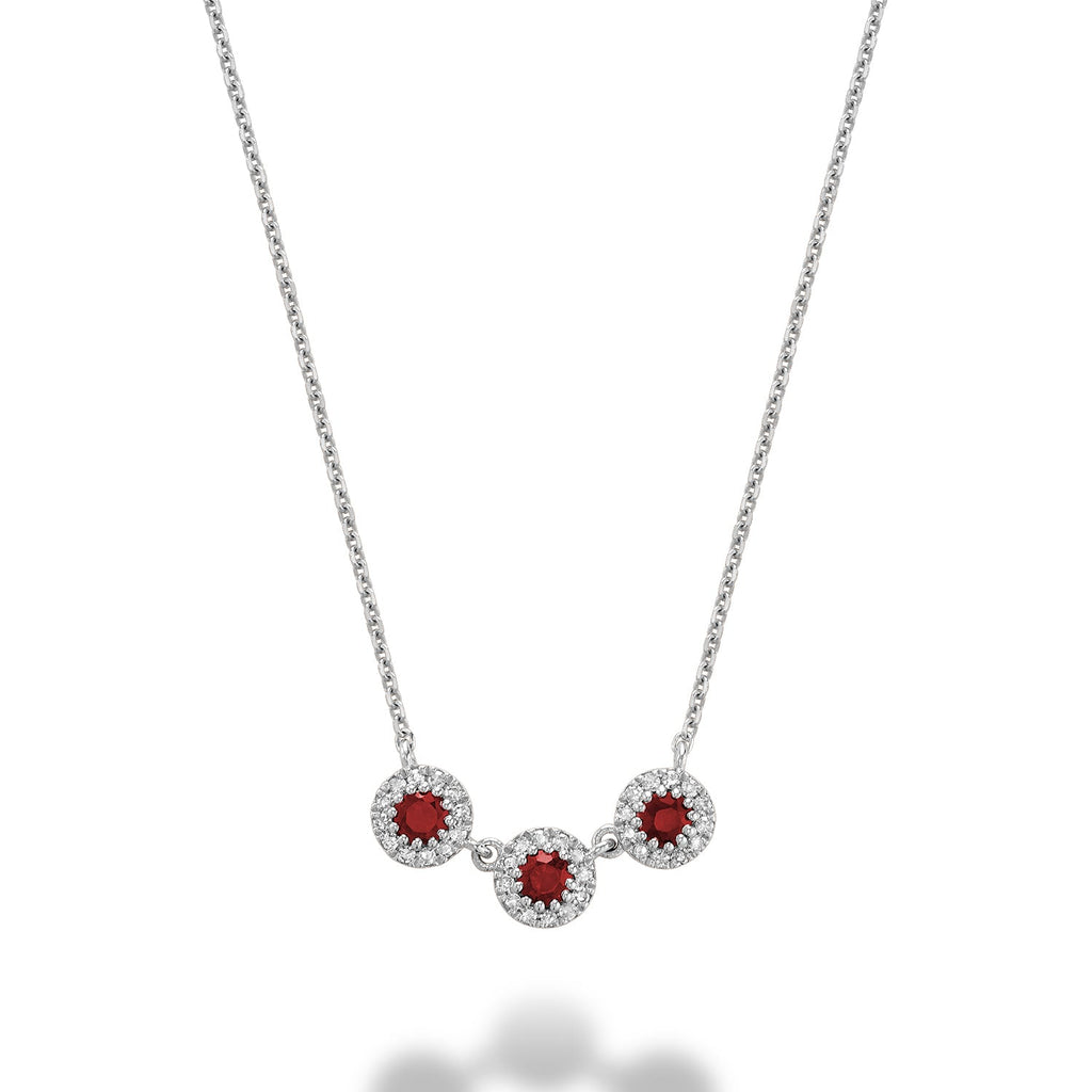 Martini Cup Halo Diamond & Precious Stone Necklace - RNB Jewellery