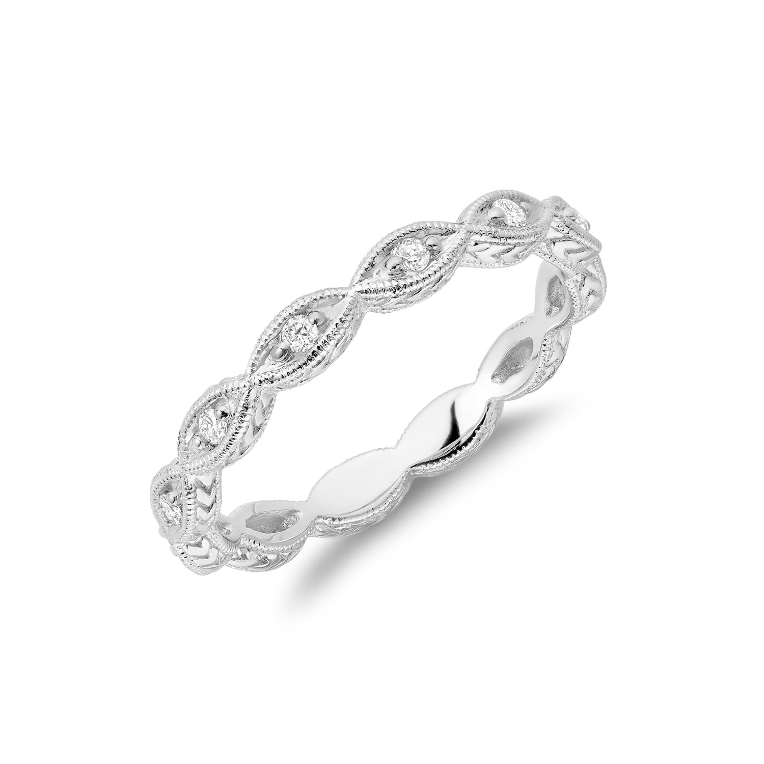 Milgrain Marquise Diamond Stackable Ring - RNB Jewellery