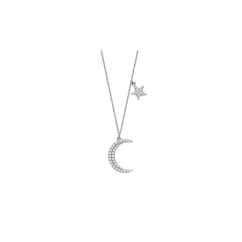 Moon & Star Diamond Necklace - RNB Jewellery
