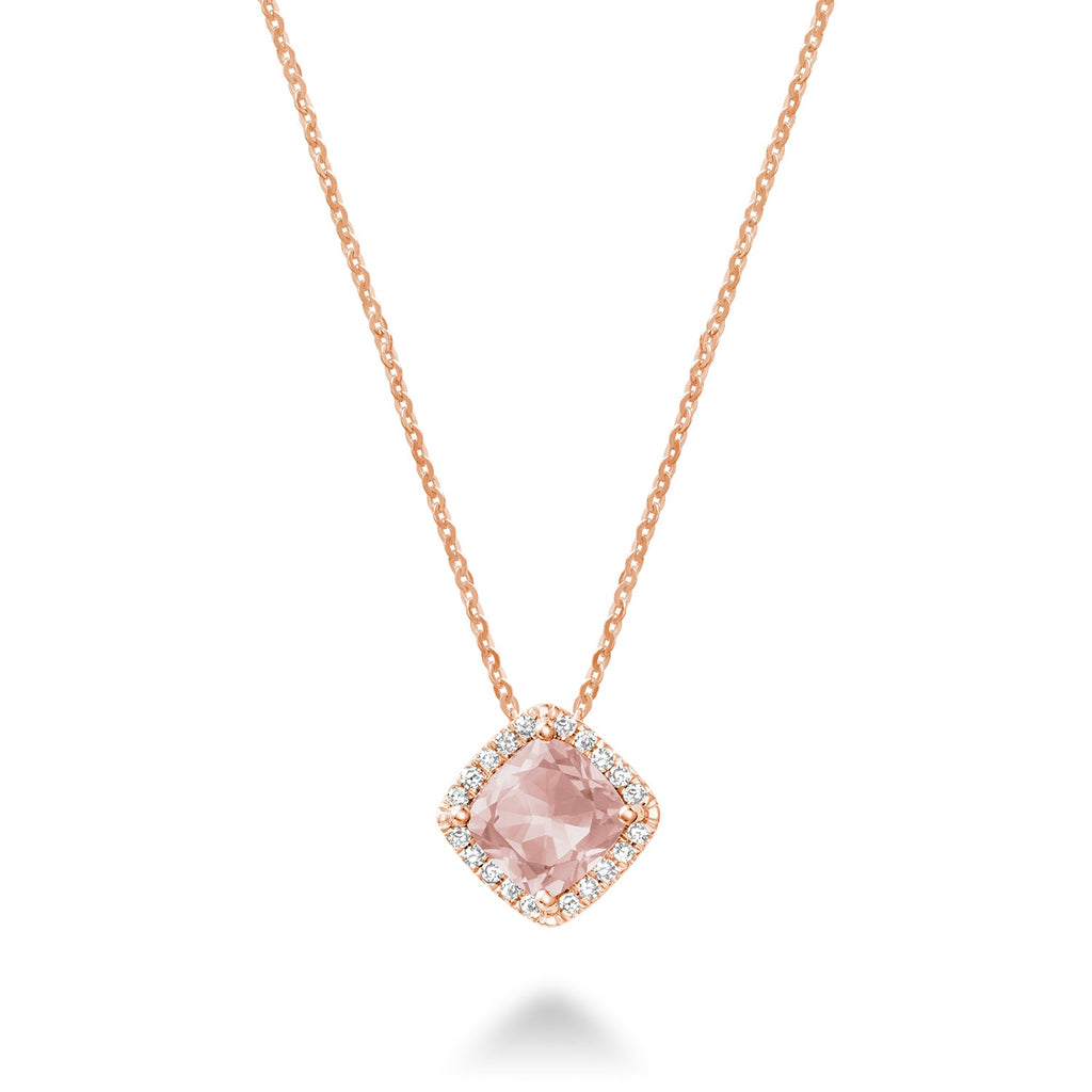 Morganite & Diamond Pendant - Pendentif en Diamant & Morganite - RNB Jewellery