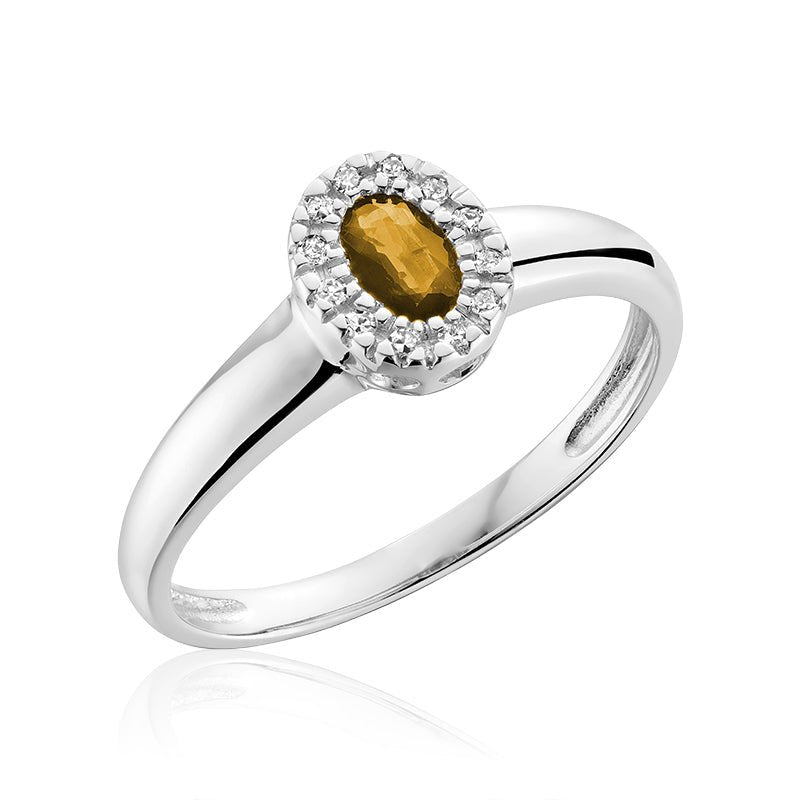 Oval Citrine & Diamond Halo Ring - RNB Jewellery
