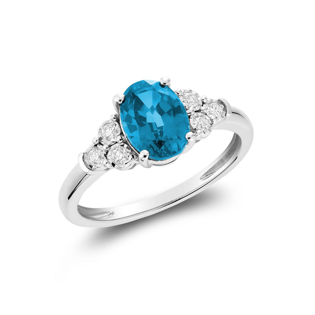 Oval Created Gemstone and Diamond Ring - RNB Jewellery
