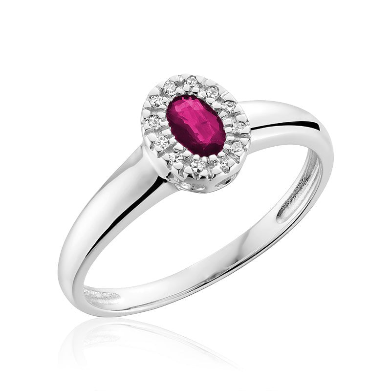 Oval Pink Topaz Gemstone & Diamond Halo Ring - RNB Jewellery