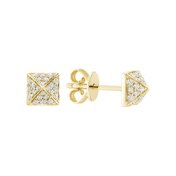 Pave Pyramid Diamond Stud Earrings - RNB Jewellery