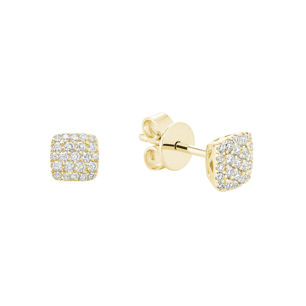 Pave Square Diamond Stud Earrings - RNB Jewellery