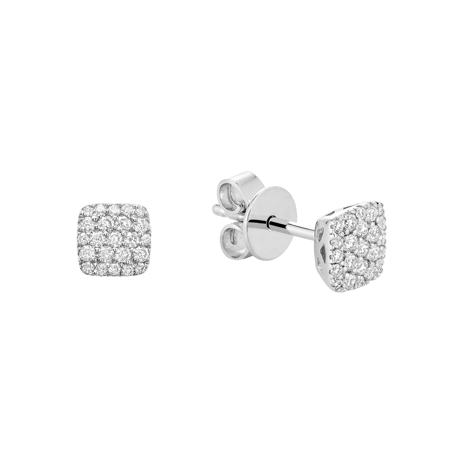 Pave Square Diamond Stud Earrings - RNB Jewellery