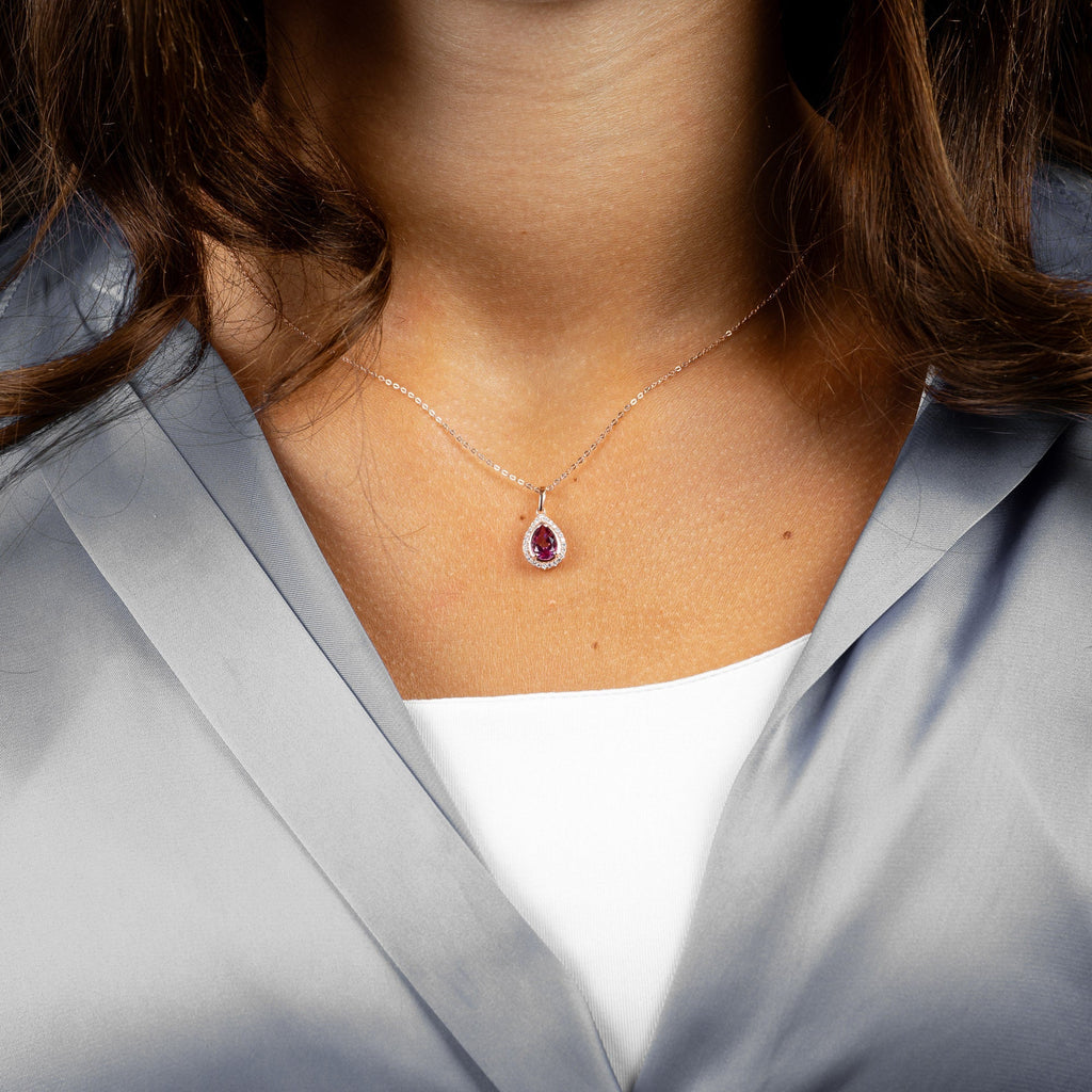 Pear Shape Morganite Diamond Halo Pendant - RNB Jewellery