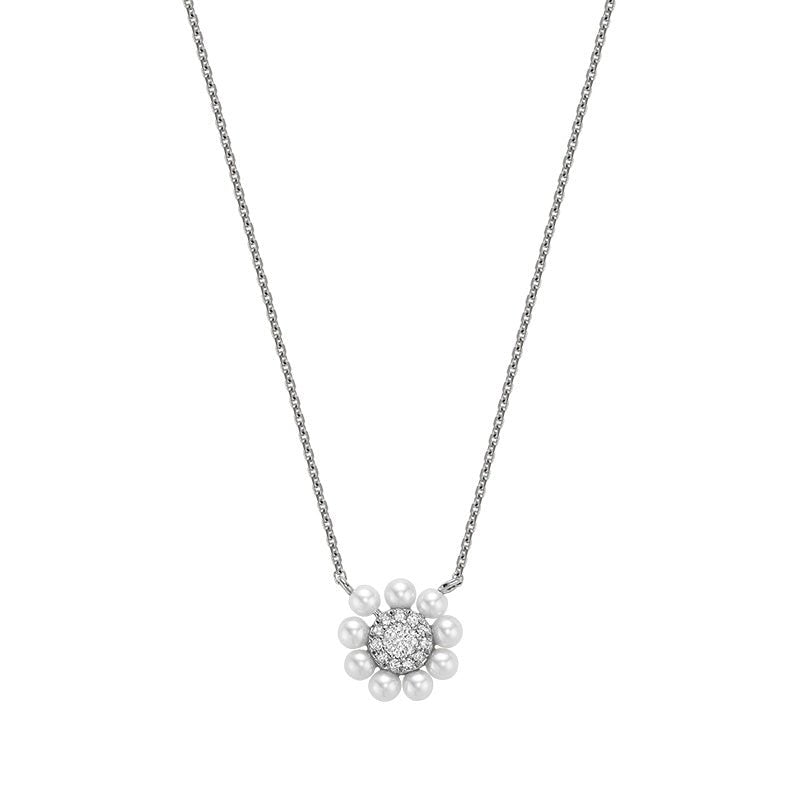 Pearl & Diamond Necklace - Collier Diamant & Perle - RNB Jewellery