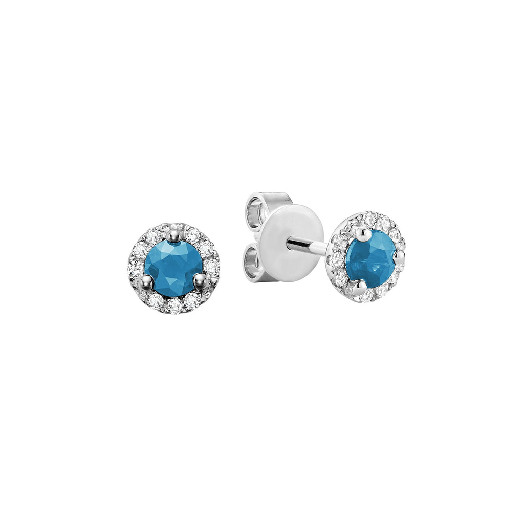 Precious Stone & Diamond Halo Stud Earrings - RNB Jewellery