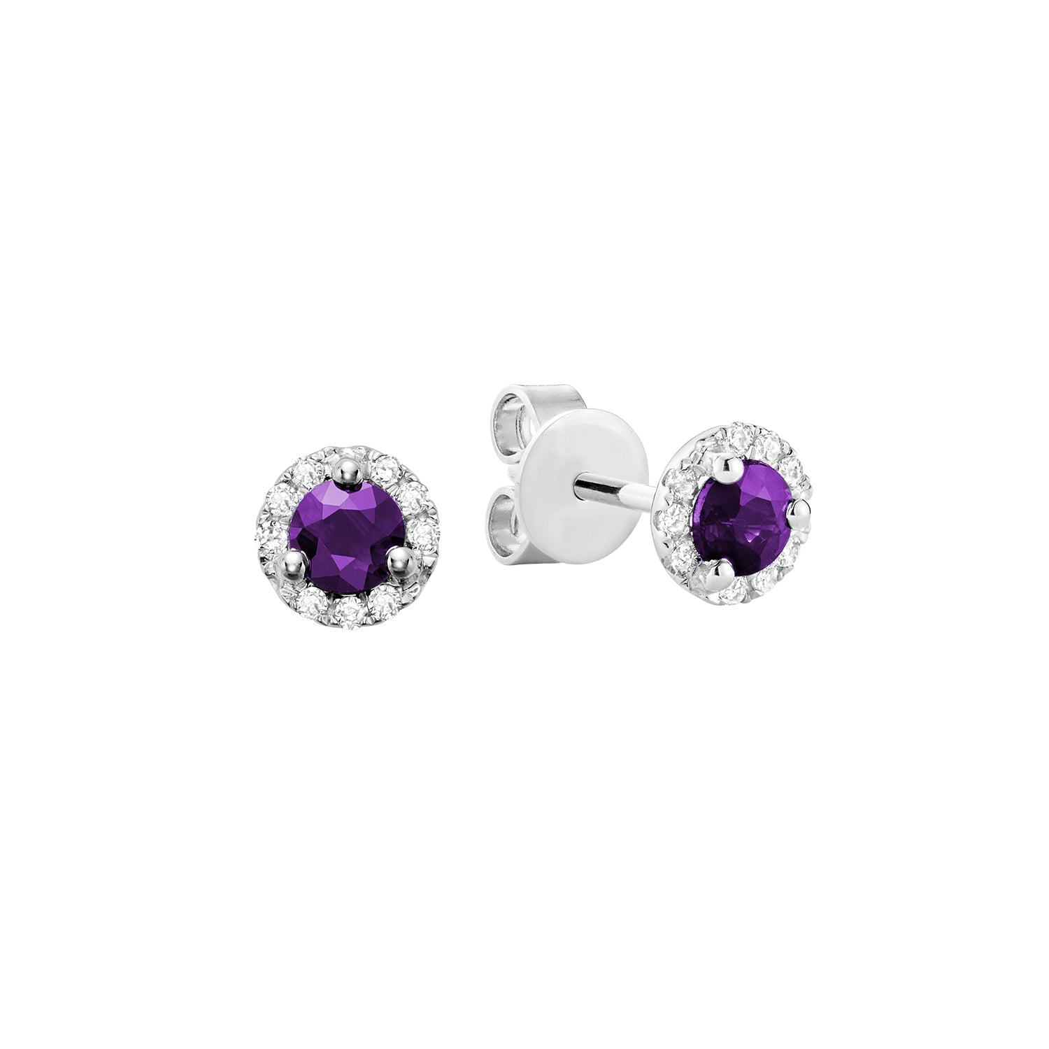 Precious Stone & Diamond Halo Stud Earrings - RNB Jewellery