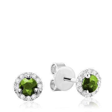 Precious Stone & Diamond Halo Stud Earrings - RNB Jewellery