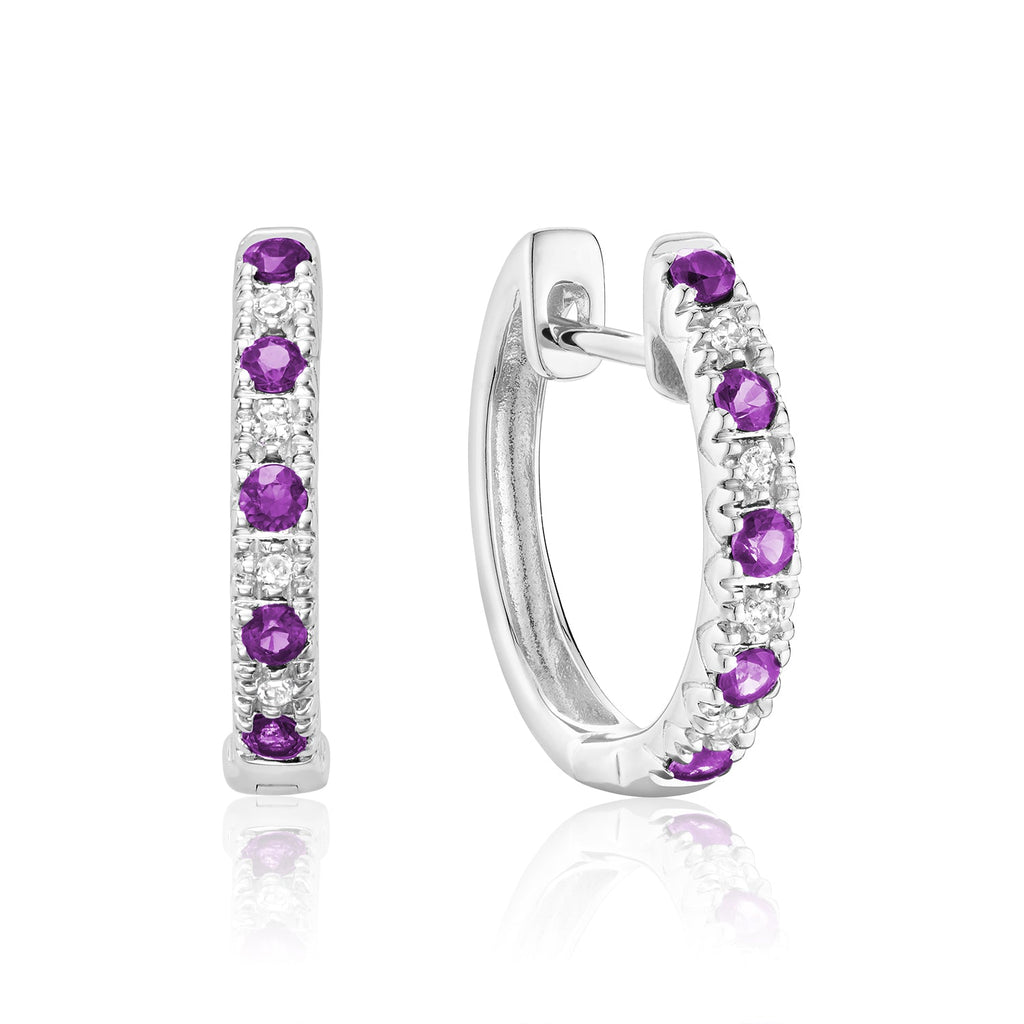 Precious Stone & Diamond Huggie Earrings - RNB Jewellery