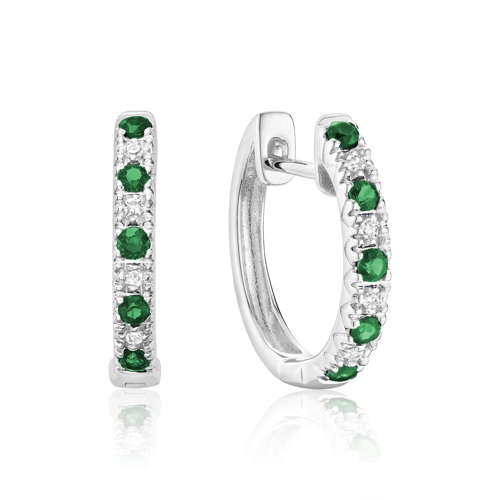 Precious Stone & Diamond Huggie Earrings - RNB Jewellery