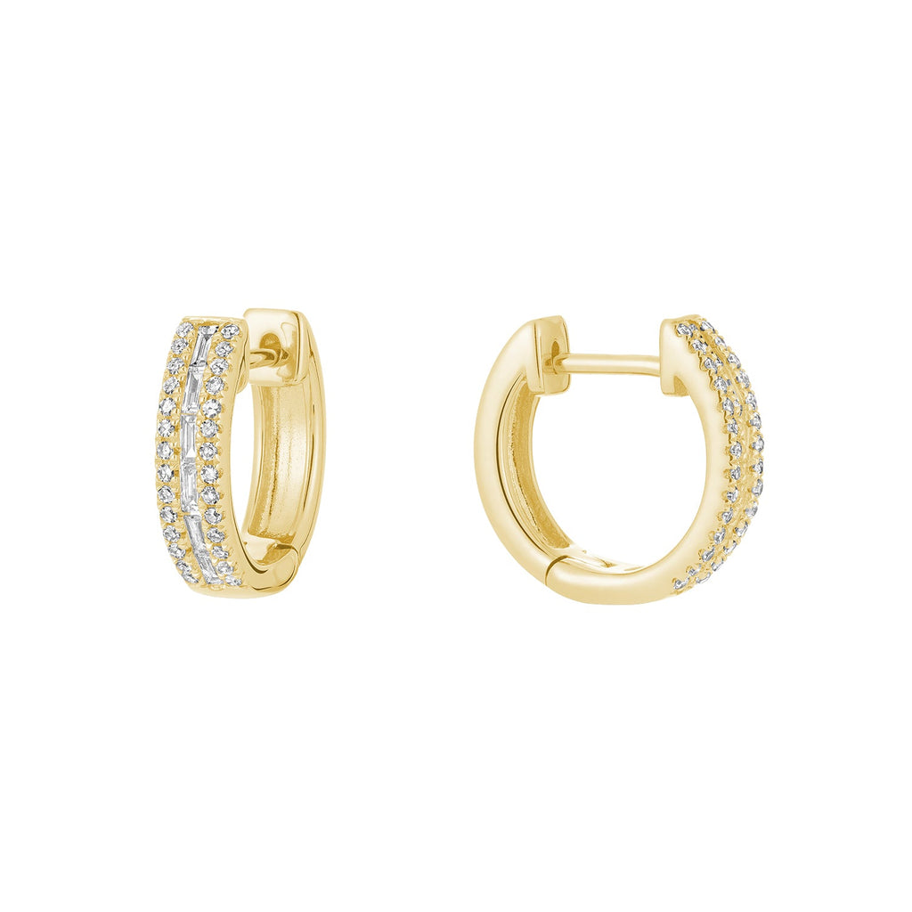 Semi Baguette Diamond Hoop Earrings - RNB Jewellery
