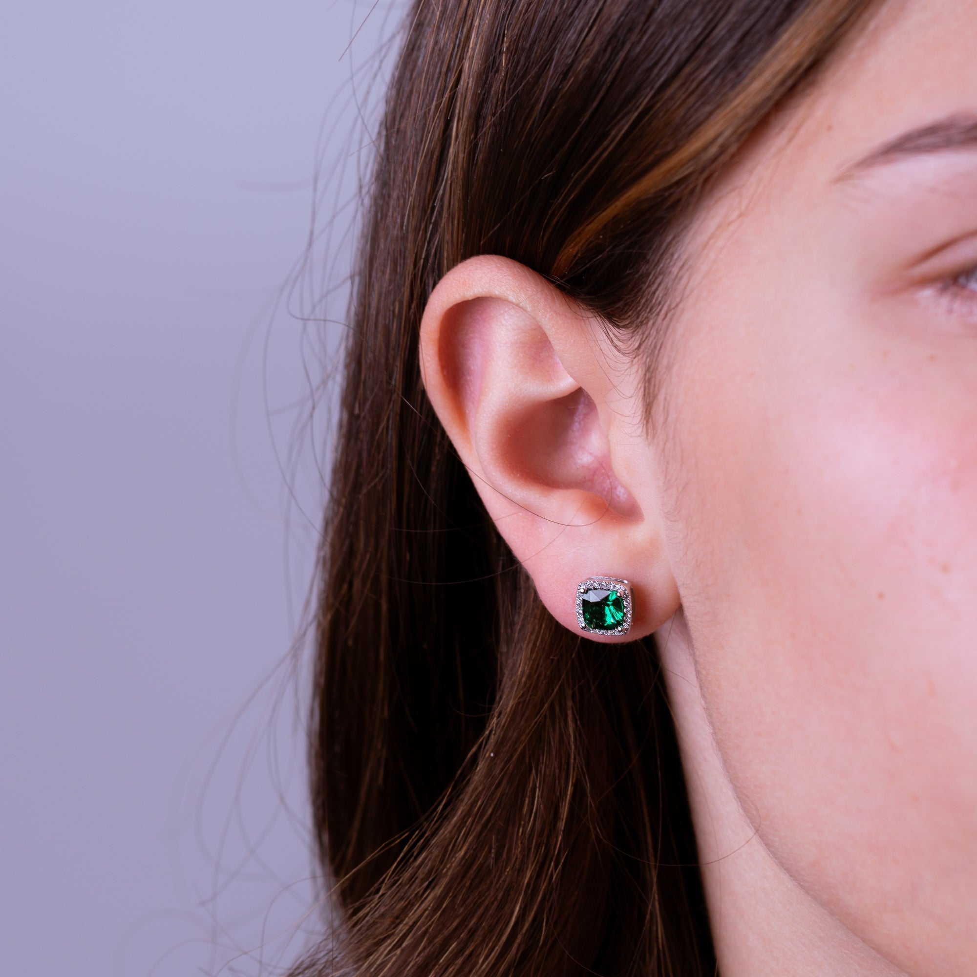 Semi Precious Stone & Diamond Halo Stud Earrings - RNB Jewellery