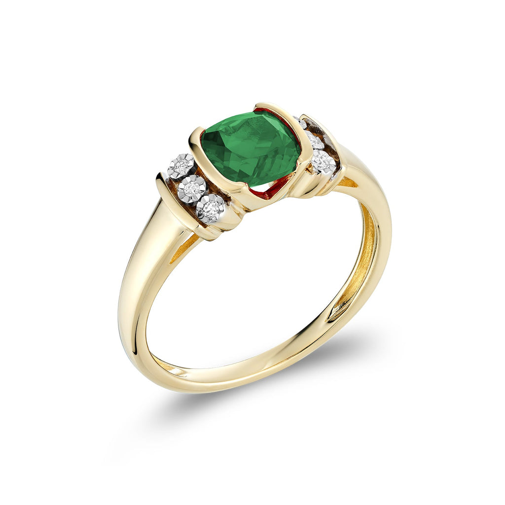 Simulated Em Diamond Ring - Bague en Diamant & Synthetic Emerald - RNB Jewellery