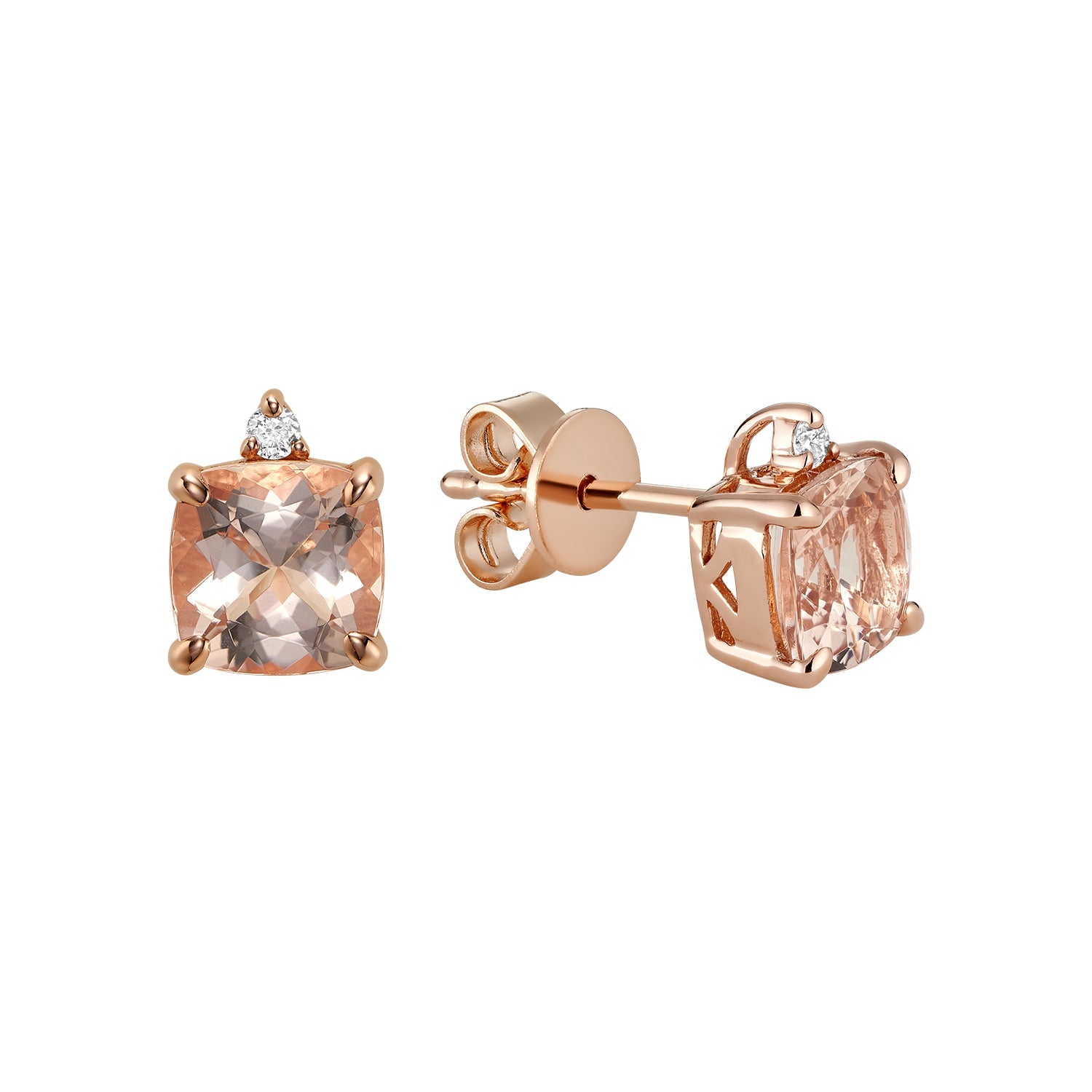 Solitaire Cushion Cut Gemstone & Diamond Stud Earrings - RNB Jewellery