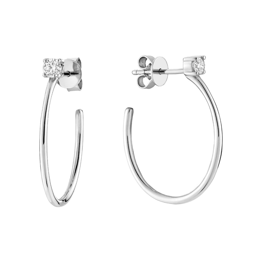 Solitaire Hoop Diamond Stud Earrings - RNB Jewellery