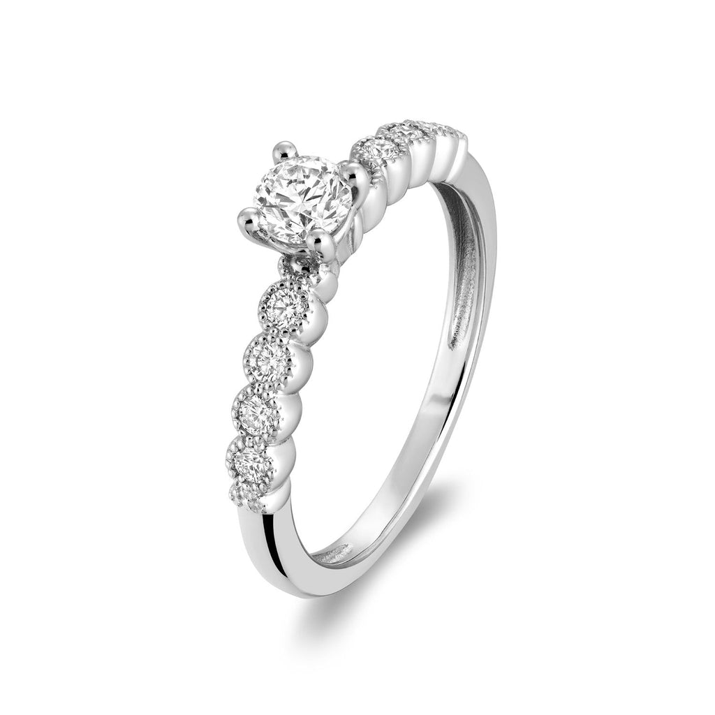 Solitaire Milgrain Diamond Engagement Ring - RNB Jewellery