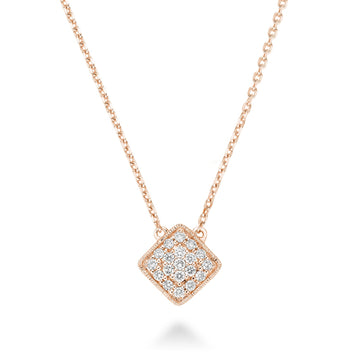 Square Milgrain Diamond Necklace - RNB Jewellery