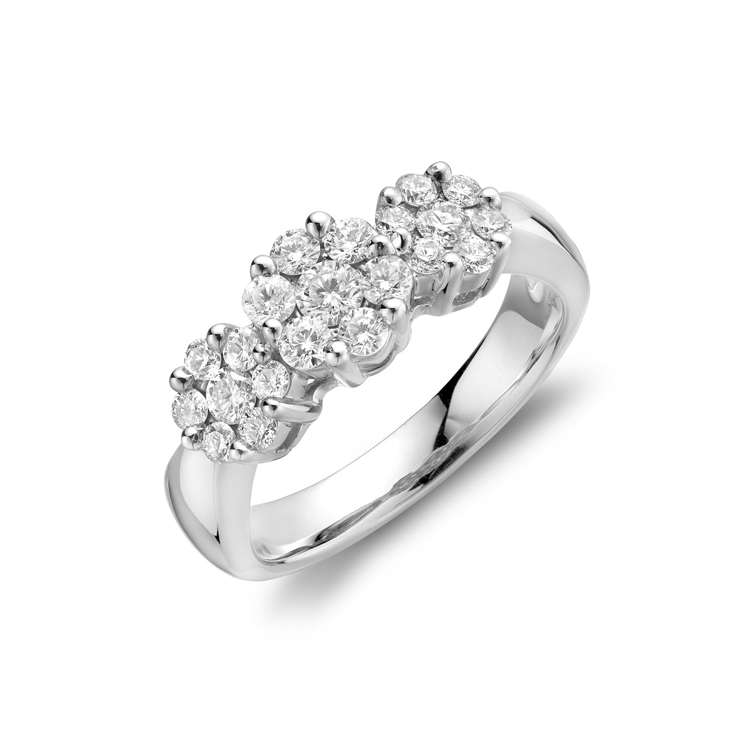 Three Stone Cluster Mount Diamond Ring - RNB Jewellery