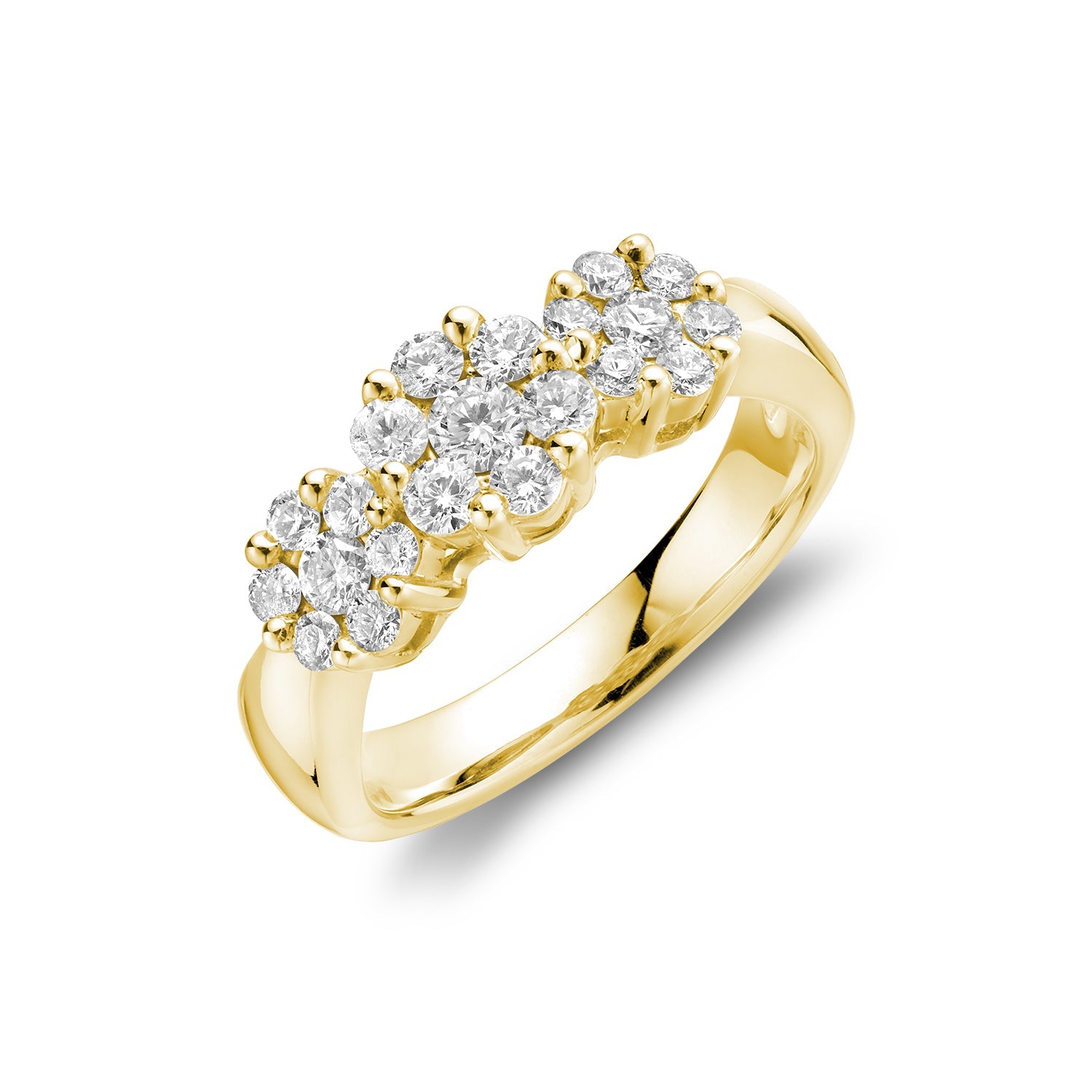 Three Stone Cluster Mount Diamond Ring - RNB Jewellery