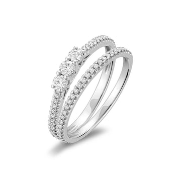 Three Stone Diamond Engagement Ring Set - RNB Jewellery