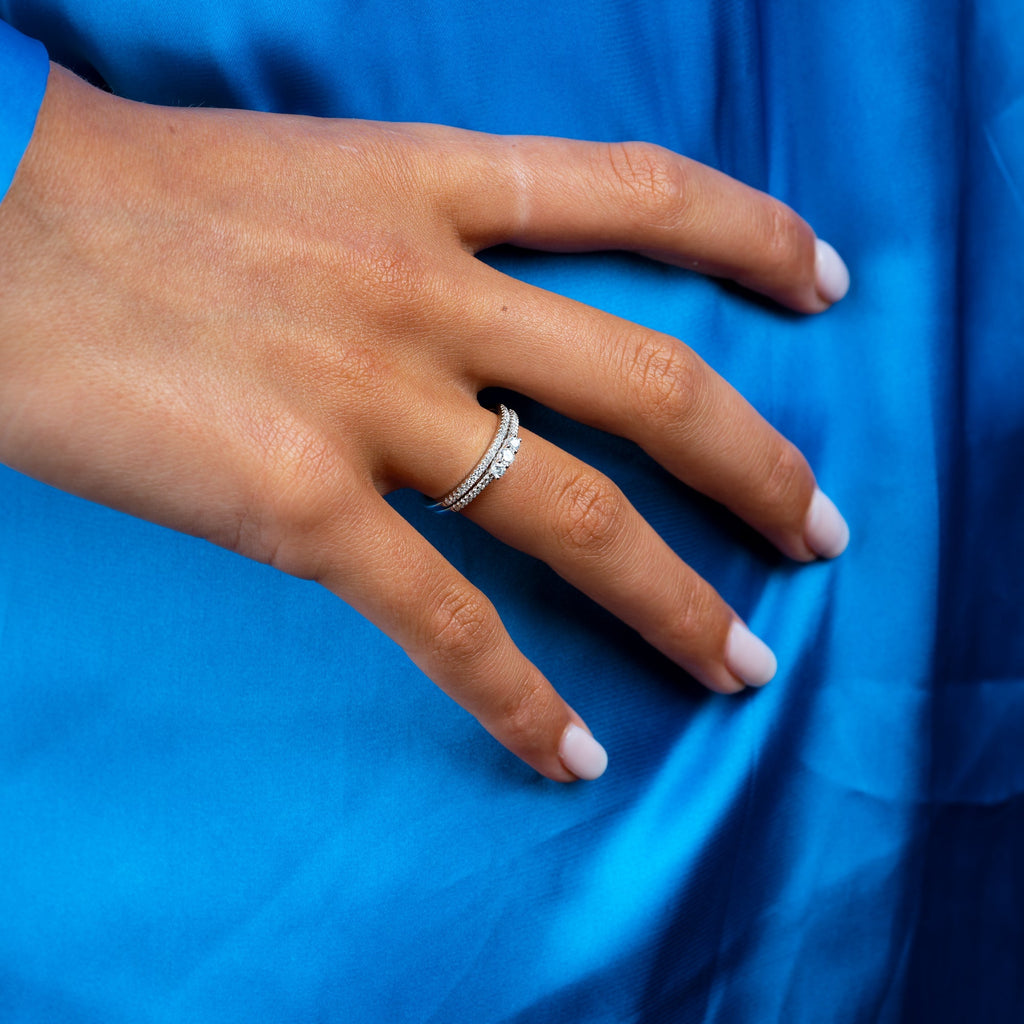 Three Stone Diamond Engagement Ring Set - RNB Jewellery
