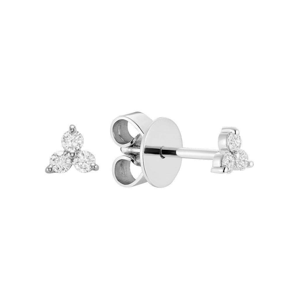 Three Stone Diamond Stud Earrings - RNB Jewellery