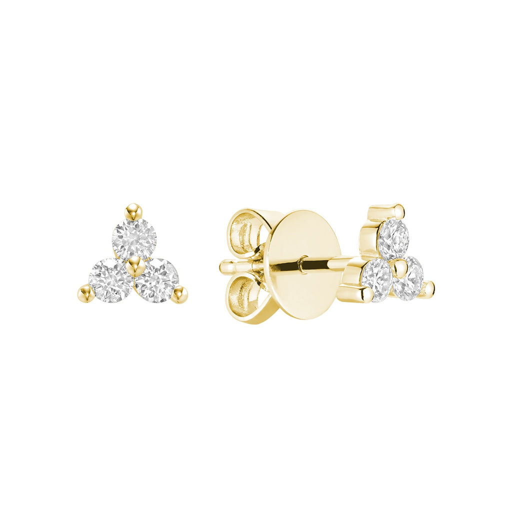 Three Stone Diamond Stud Earrings - RNB Jewellery