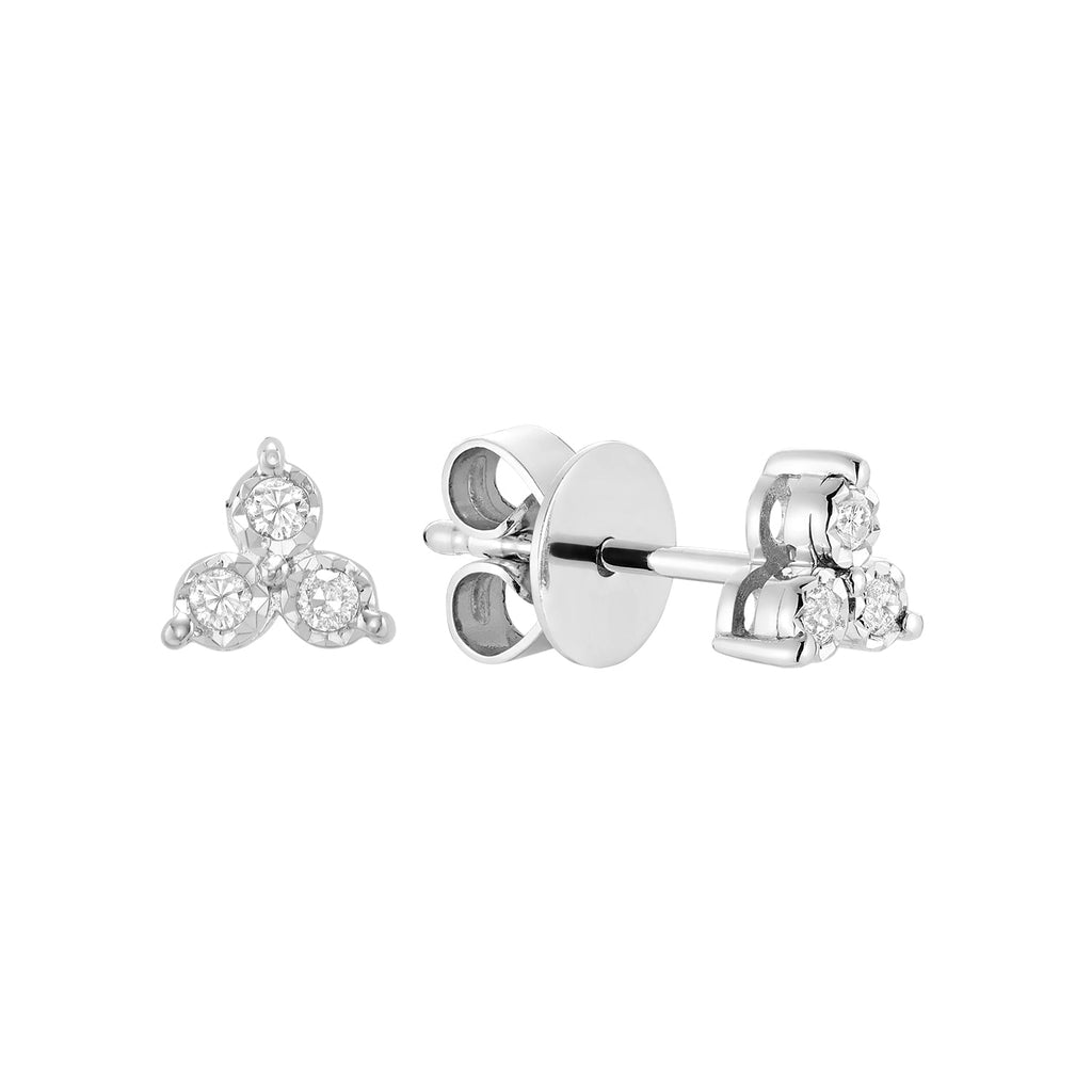 Three Stone Illusion Diamond Stud Earrings - RNB Jewellery
