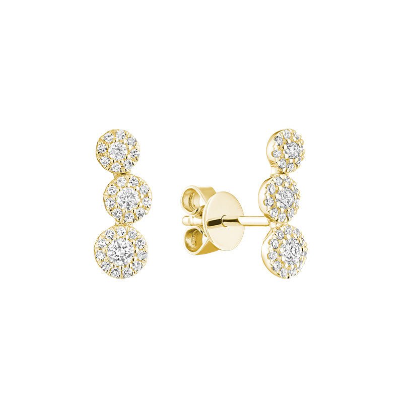 Triple Circle Diamond Cluster Earrings - RNB Jewellery