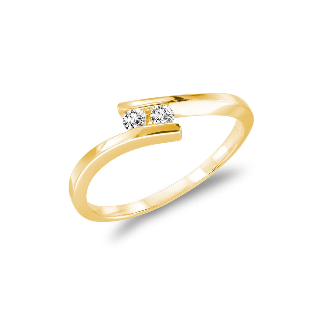 Two Stone Solitaire Bypass Diamond Ring - RNB Jewellery