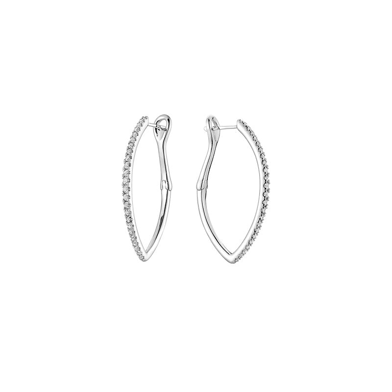 V-Shaped Hoops Diamond Earring - RNB Jewellery