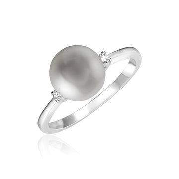 White Grey Pearl & Diamond Ring - RNB Jewellery